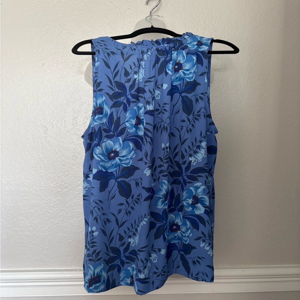 LOFT Blue Floral Tank Top - Picture 2 of 3